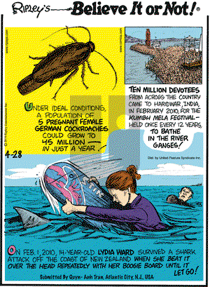 Ripley's Believe It or Not on Wednesday April 28, 2010 Comic Strip