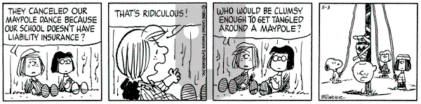 Peanuts on Saturday May 3, 1986 Comic Strip