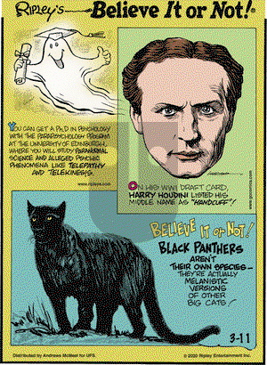 Ripley's Believe It or Not on Wednesday March 11, 2020 Comic Strip
