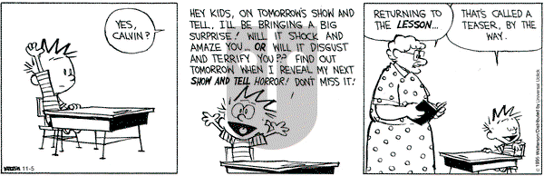 Calvin and Hobbes on Thursday November 5, 2015 Comic Strip