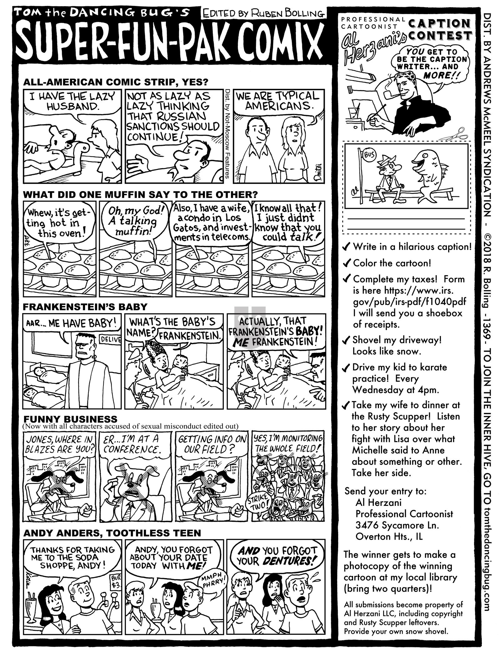 Tom the Dancing Bug - Monday January 1, 2018 Comic Strip