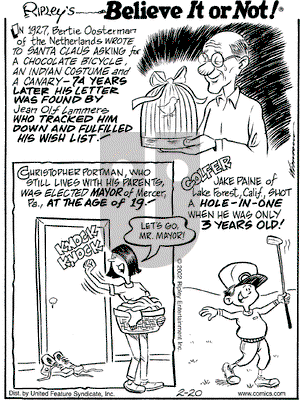 Ripley's Believe It or Not on Wednesday February 20, 2002 Comic Strip