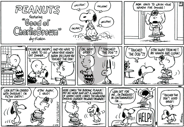 Peanuts - Sunday January 22, 1967 Comic Strip
