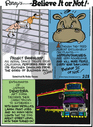 Ripley's Believe It or Not on Tuesday February 28, 2012 Comic Strip