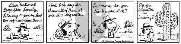 Peanuts on Monday January 27, 1986 Comic Strip