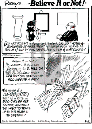 Ripley's Believe It or Not on Saturday September 2, 2000 Comic Strip