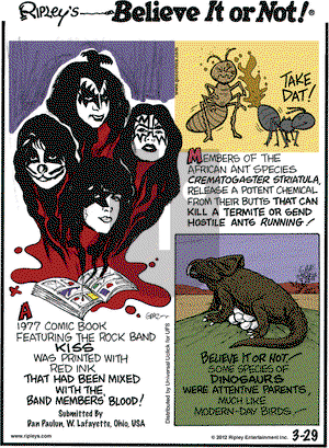 Ripley's Believe It or Not on Thursday March 29, 2012 Comic Strip