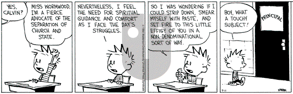 Calvin and Hobbes on Friday September 11, 1992 Comic Strip