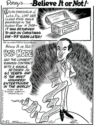Ripley's Believe It or Not on Thursday February 21, 2002 Comic Strip
