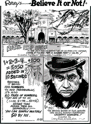 Ripley's Believe It or Not on Friday October 20, 2006 Comic Strip