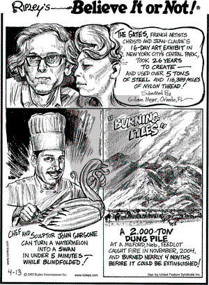 Ripley's Believe It or Not on Wednesday April 13, 2005 Comic Strip