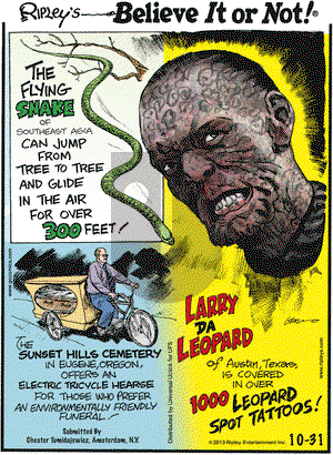 Ripley's Believe It or Not on Thursday October 31, 2013 Comic Strip