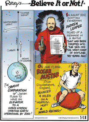 Ripley's Believe It or Not on Friday January 18, 2013 Comic Strip