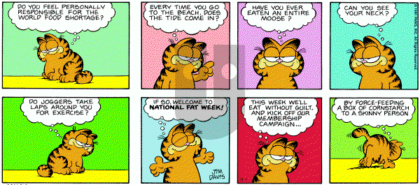 Garfield on Sunday September 7, 1980 Comic Strip