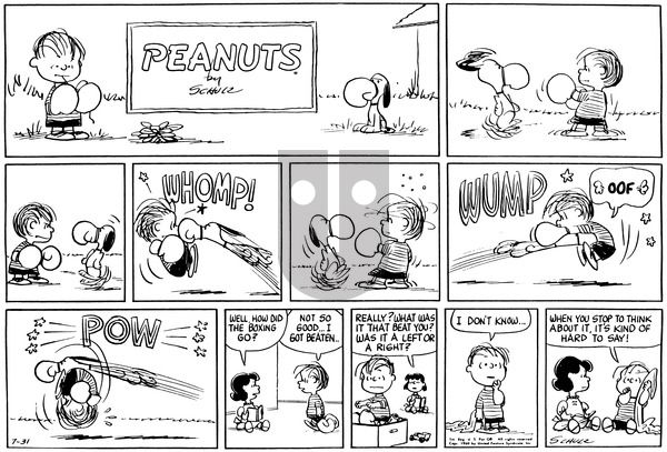 Peanuts on Sunday July 31, 1960 Comic Strip