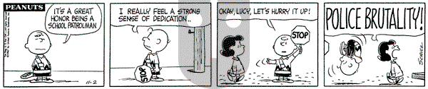 Peanuts on Thursday November 2, 1967 Comic Strip