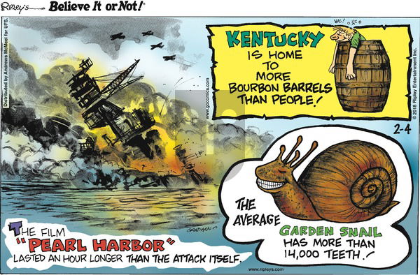 Ripley's Believe It or Not on Sunday February 4, 2018 Comic Strip