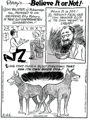 Ripley's Believe It or Not on Friday February 22, 2002 Comic Strip