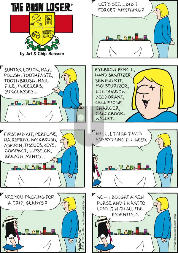 The Born Loser on Sunday September 28, 2014 Comic Strip