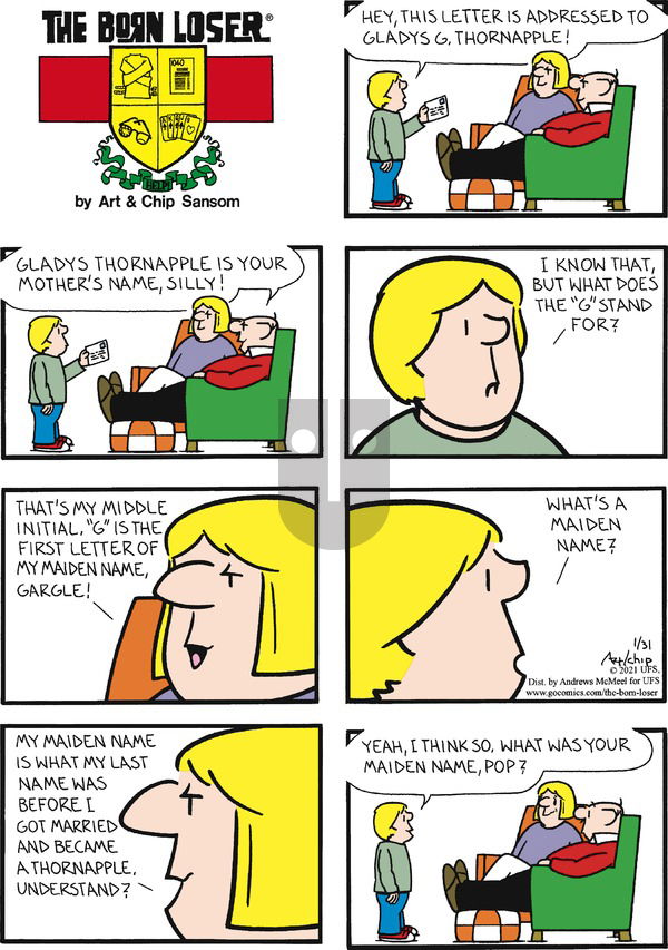 The Born Loser on Sunday January 31, 2021 Comic Strip