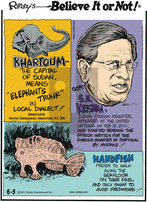 Ripley's Believe It or Not on Friday June 3, 2011 Comic Strip