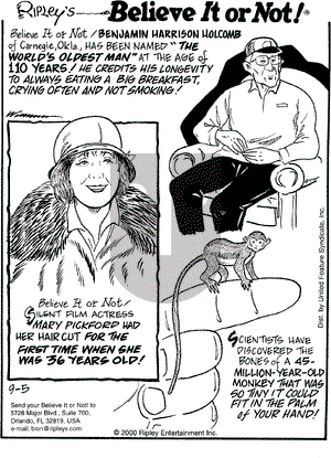 Ripley's Believe It or Not on Tuesday September 5, 2000 Comic Strip