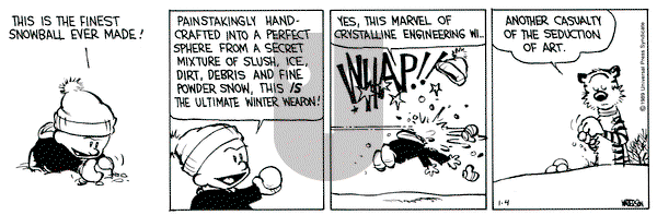 Calvin and Hobbes on Wednesday January 4, 1989 Comic Strip
