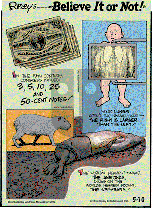 Ripley's Believe It or Not on Thursday May 10, 2018 Comic Strip