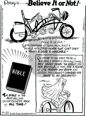 Ripley's Believe It or Not on Thursday May 20, 1999 Comic Strip