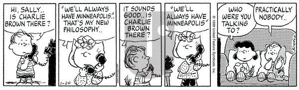 Peanuts on Wednesday January 20, 1999 Comic Strip