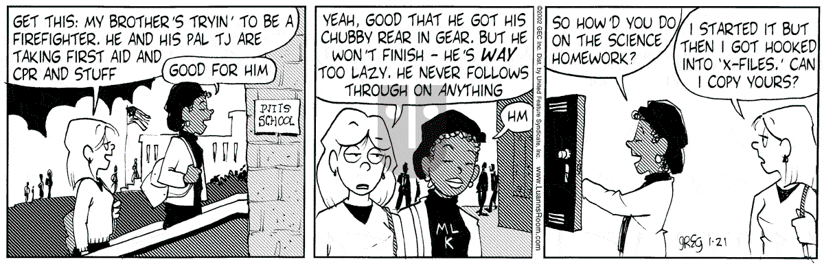 Luann - Monday January 21, 2002 Comic Strip