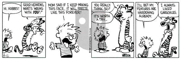 Calvin and Hobbes on Tuesday August 12, 1986 Comic Strip