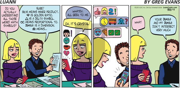 Luann on Sunday November 8, 2015 Comic Strip
