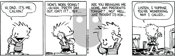Calvin and Hobbes - Monday January 27, 1986 Comic Strip