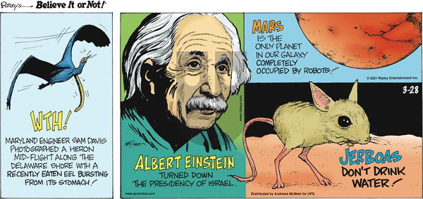 Ripley's Believe It or Not on Sunday March 28, 2021 Comic Strip