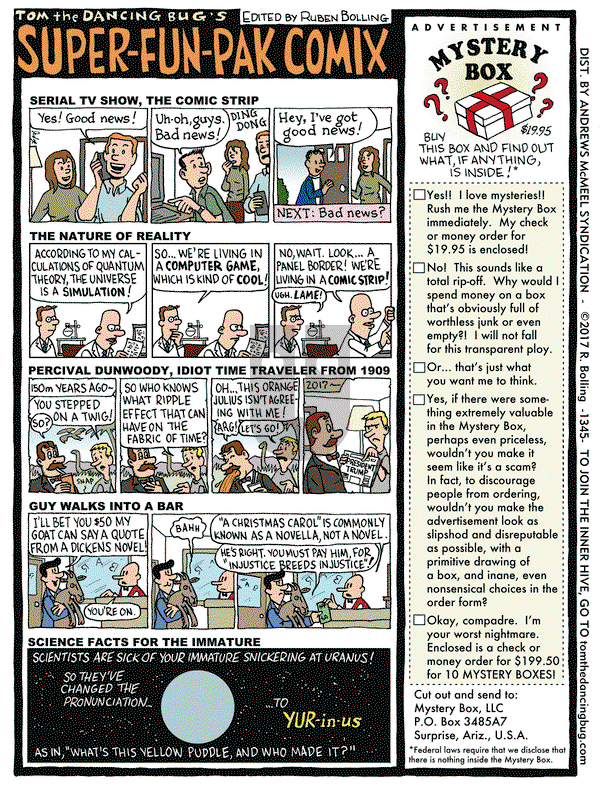 Tom the Dancing Bug on Friday July 7, 2017 Comic Strip