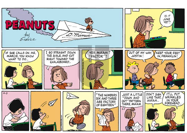 Peanuts on Sunday November 3, 1996 Comic Strip