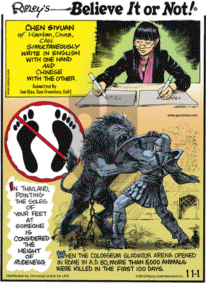 Ripley's Believe It or Not on Friday November 1, 2013 Comic Strip