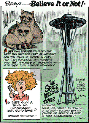 Ripley's Believe It or Not on Friday November 21, 2008 Comic Strip
