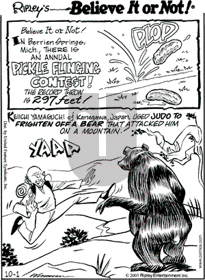 Ripley's Believe It or Not on Wednesday October 1, 2003 Comic Strip