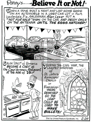 Ripley's Believe It or Not on Monday February 25, 2002 Comic Strip