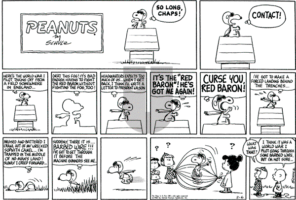 Peanuts - Sunday February 6, 1966 Comic Strip