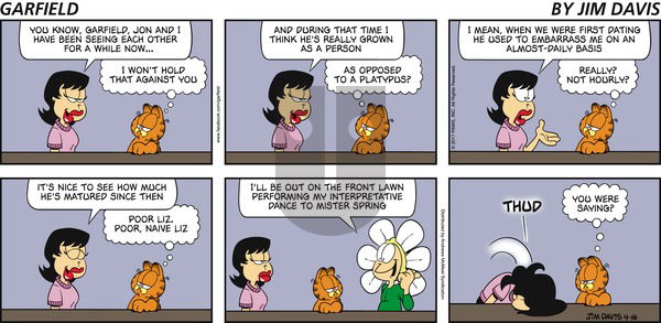 Garfield on Sunday April 16, 2017 Comic Strip