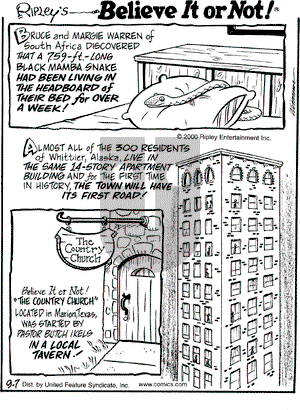 Ripley's Believe It or Not on Thursday September 7, 2000 Comic Strip