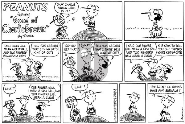 Peanuts on Sunday March 21, 1976 Comic Strip
