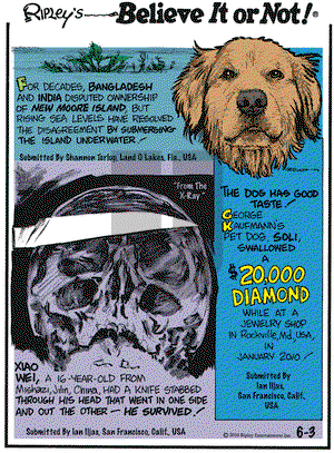 Ripley's Believe It or Not on Thursday June 3, 2010 Comic Strip