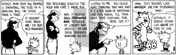 Calvin and Hobbes on Saturday February 16, 1991 Comic Strip