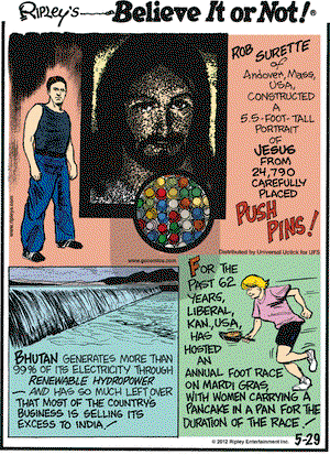Ripley's Believe It or Not on Tuesday May 29, 2012 Comic Strip