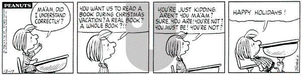 Peanuts on Friday December 17, 1976 Comic Strip