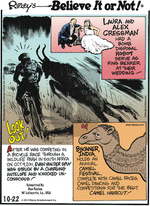 Ripley's Believe It or Not on Monday October 22, 2012 Comic Strip